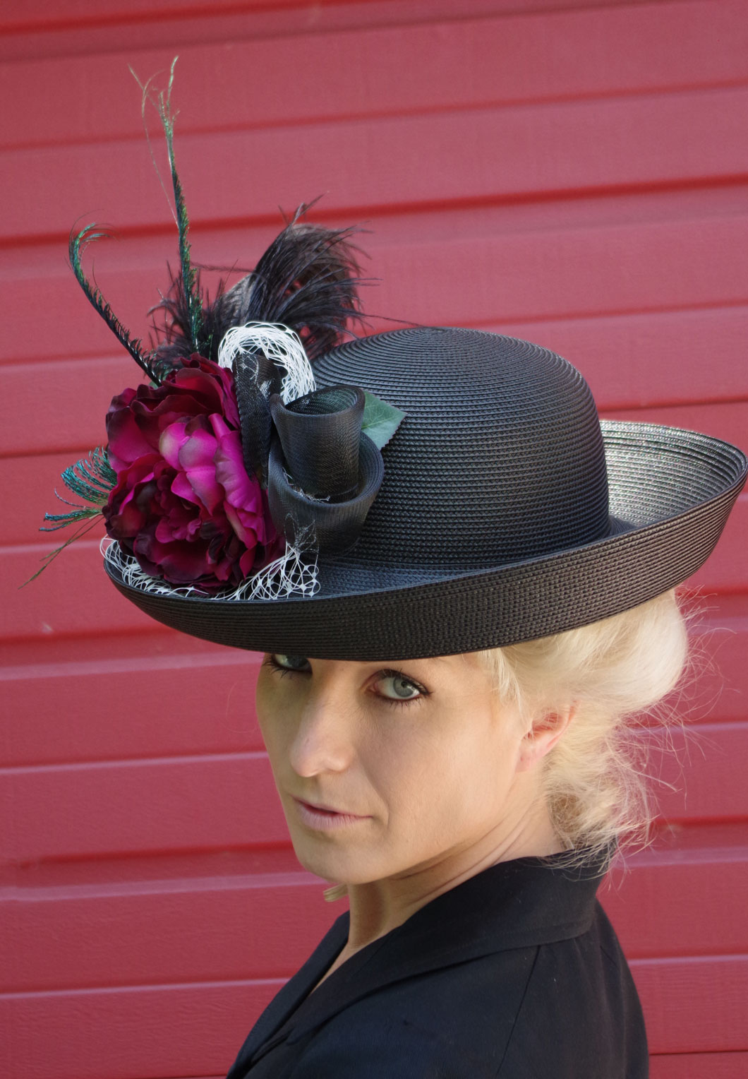 Black Kettle Brim Edwardian Hat In Stock Recollections