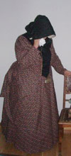 Ines in Victorian calico suit