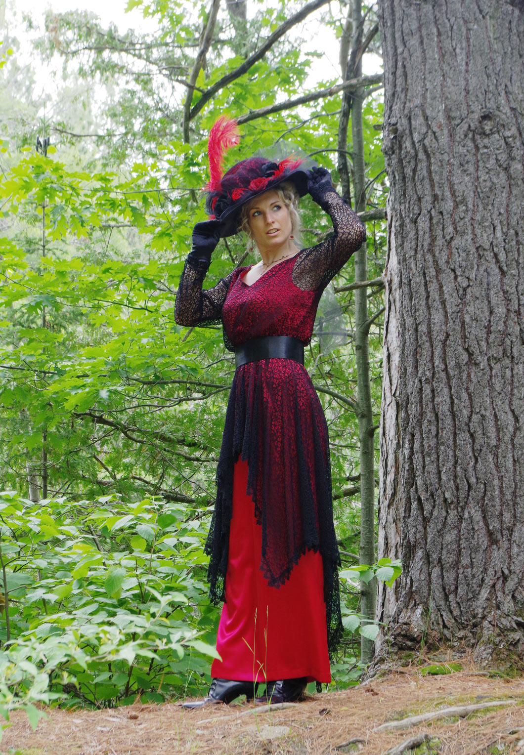 red edwardian dress