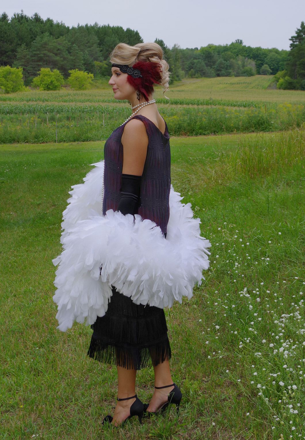 Enid Roaring 20s Black Cherry Fringe Flapper Dress