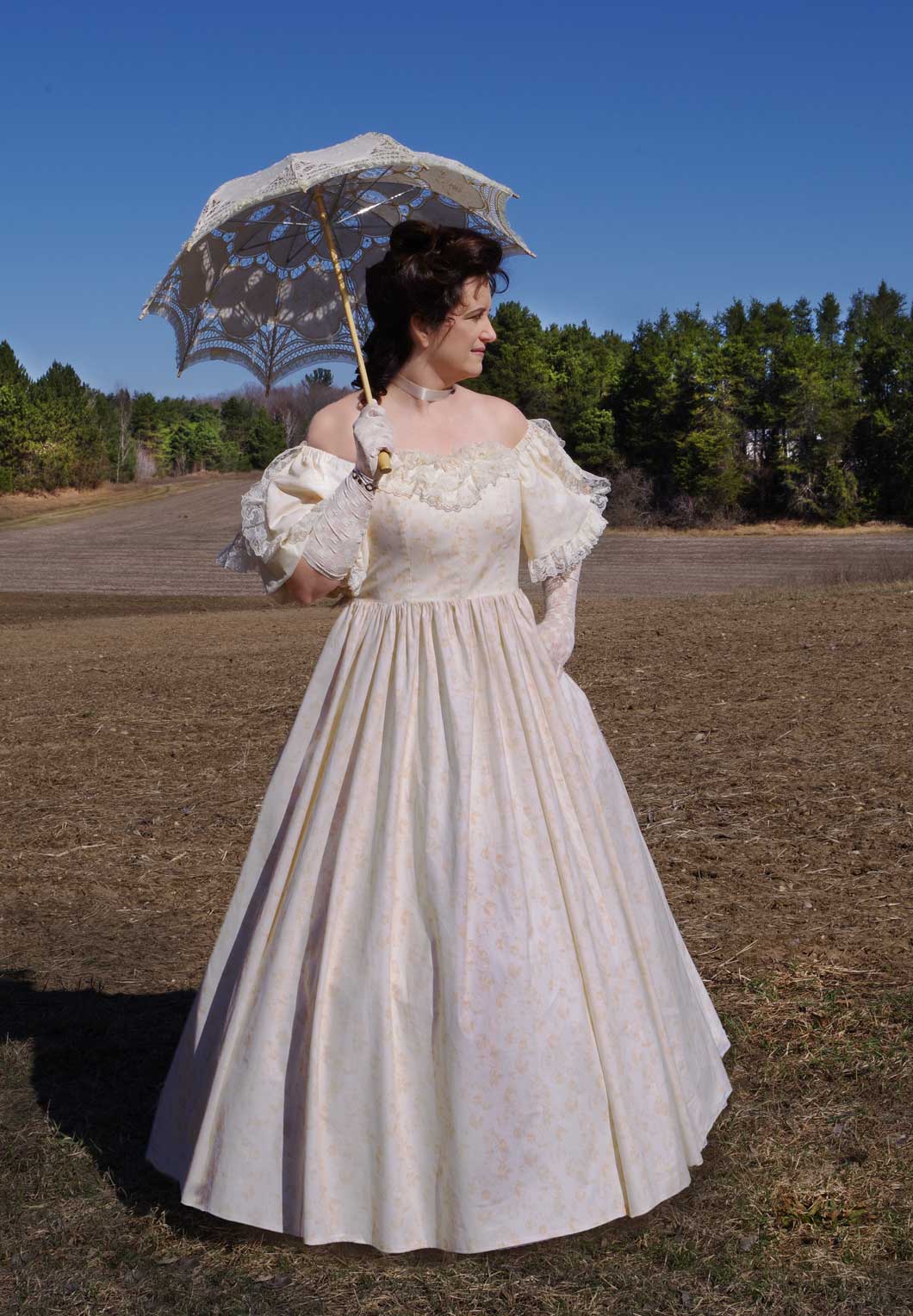 NEW SCA Wedding-Civil War-Victorian White Cotton 4 Ring HoopSkirt Not Plastic 