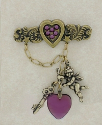 Cupids and Hearts Bar Pin in stock ready to ship
