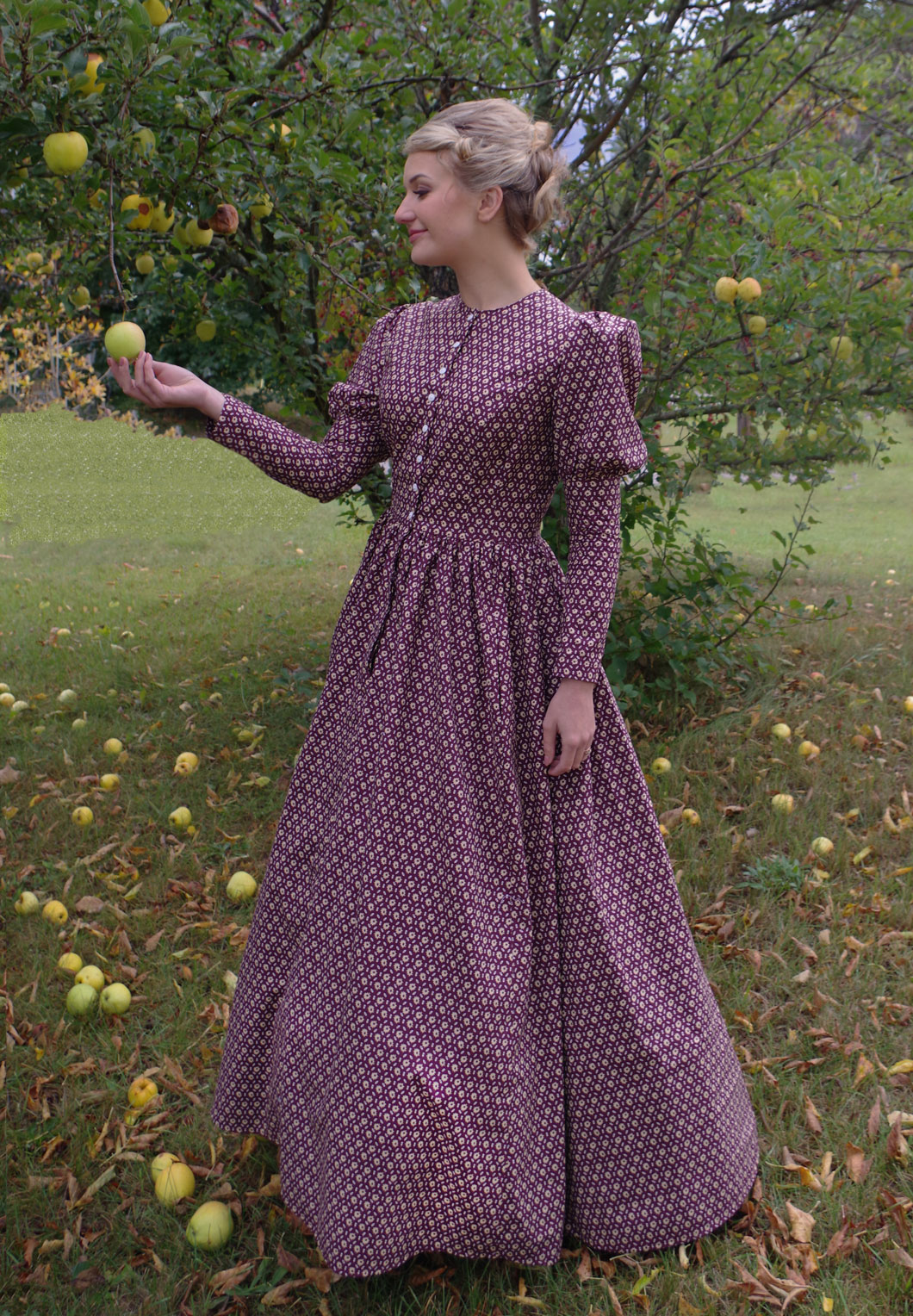 Vintage buy 40-50s collar purple Cottagecore Dress XS