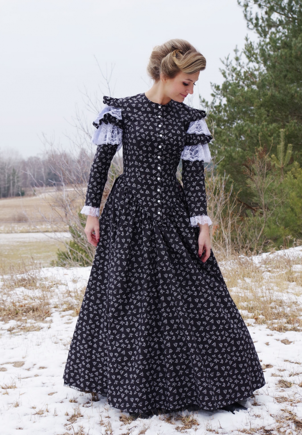 Ready to Ship Steampunk Victorian Dress, Bustle Skirt, Cotton