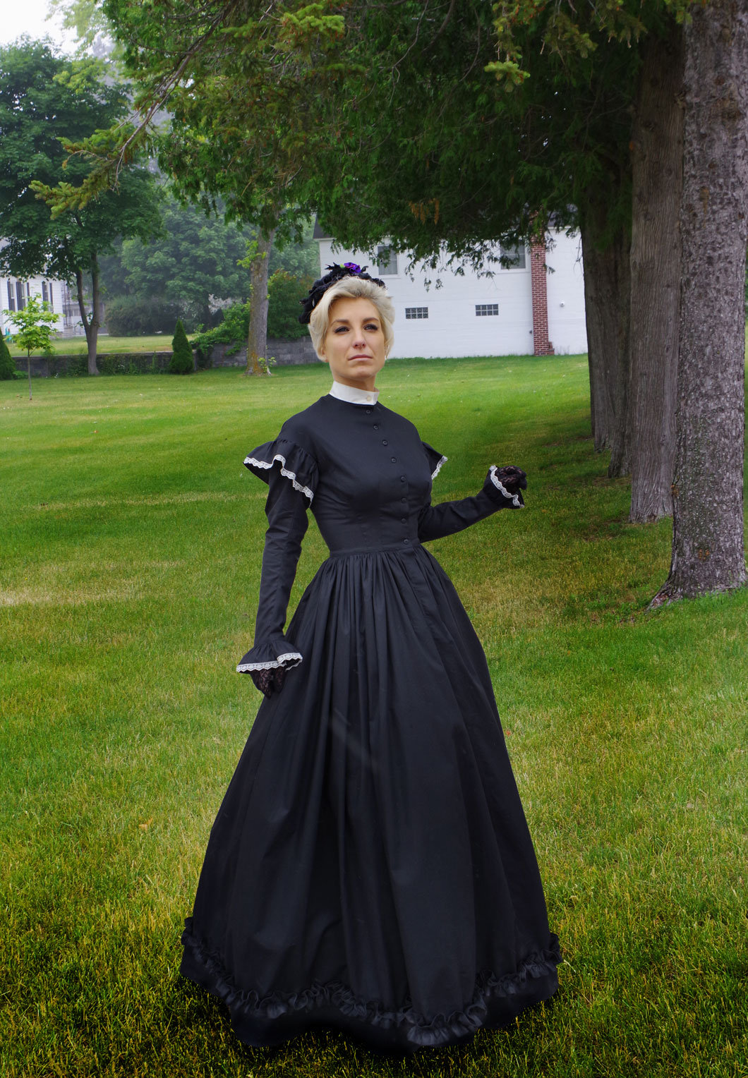 Mourning Dress in Crimson Lace