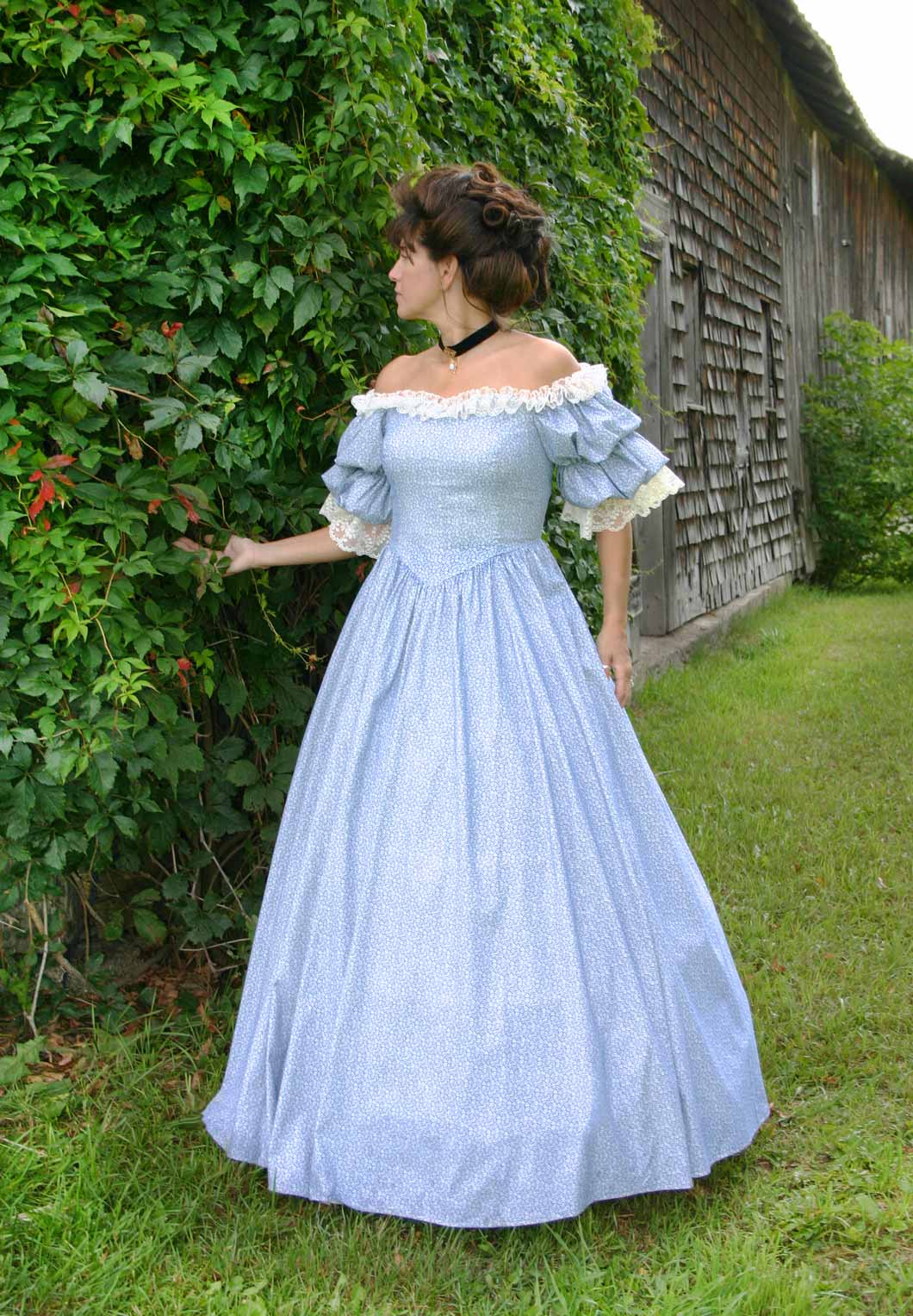 Victorian Civil War Dickens Mint Stripes 3PC Dress Gown Reenactment Clothing 187 