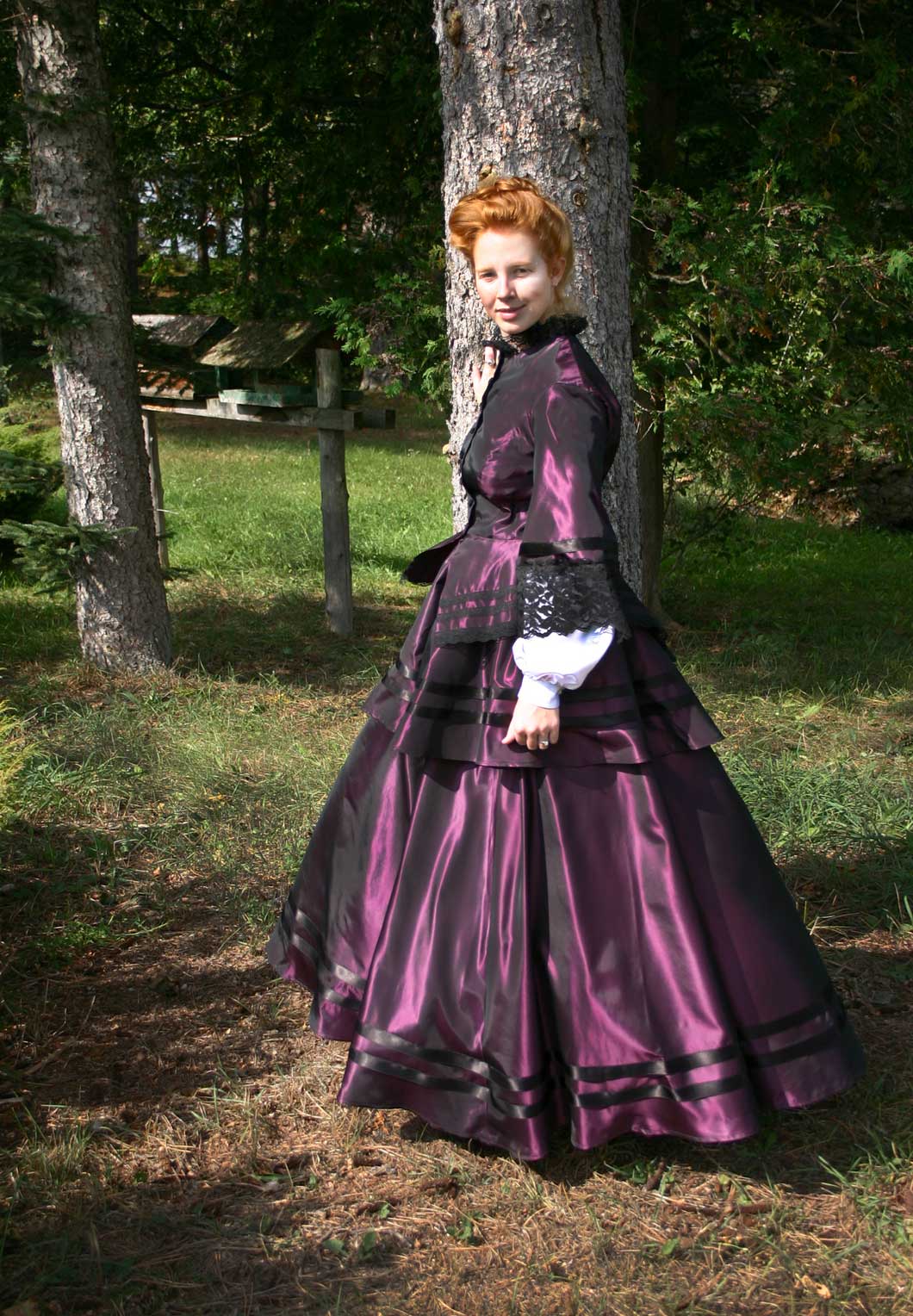 Ladies Victorian American Civil War SKIRT costume fancy dress sz 8-34 aubergine 