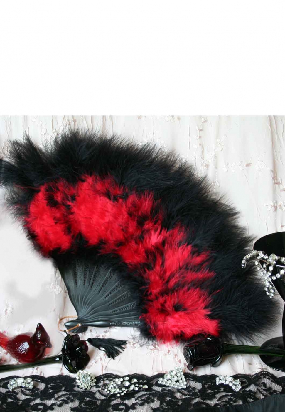 Black-Red Feather Fan