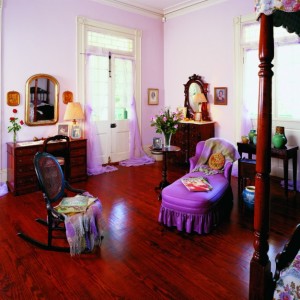 Mrs. Stewart's bedroom, the lavender room at Oak Alley Plantation