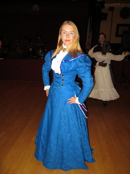 Blue Victorian ensemble at Period Events & Entertainments Re-Creation Society's, Girl Genius Ball. October 5, 2014