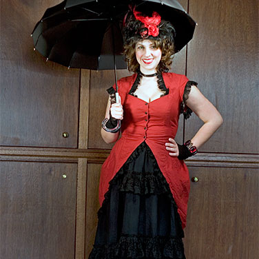 Red Onion Saloon staff member with parasol