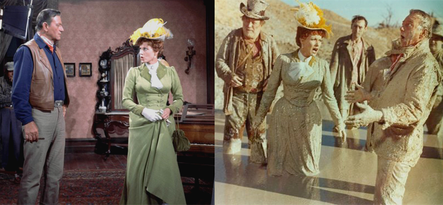 Katherine ruins her green suit in a mud fight - McLintock!