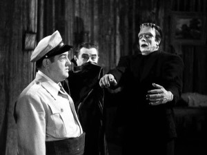 Family Halloween fun movie still - Abbott and Costeello Meet Frankenstein