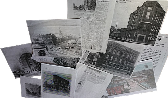 various Centennial Building newspaper clippings and photo