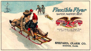 Flexible Flyer sticker ad from 1906