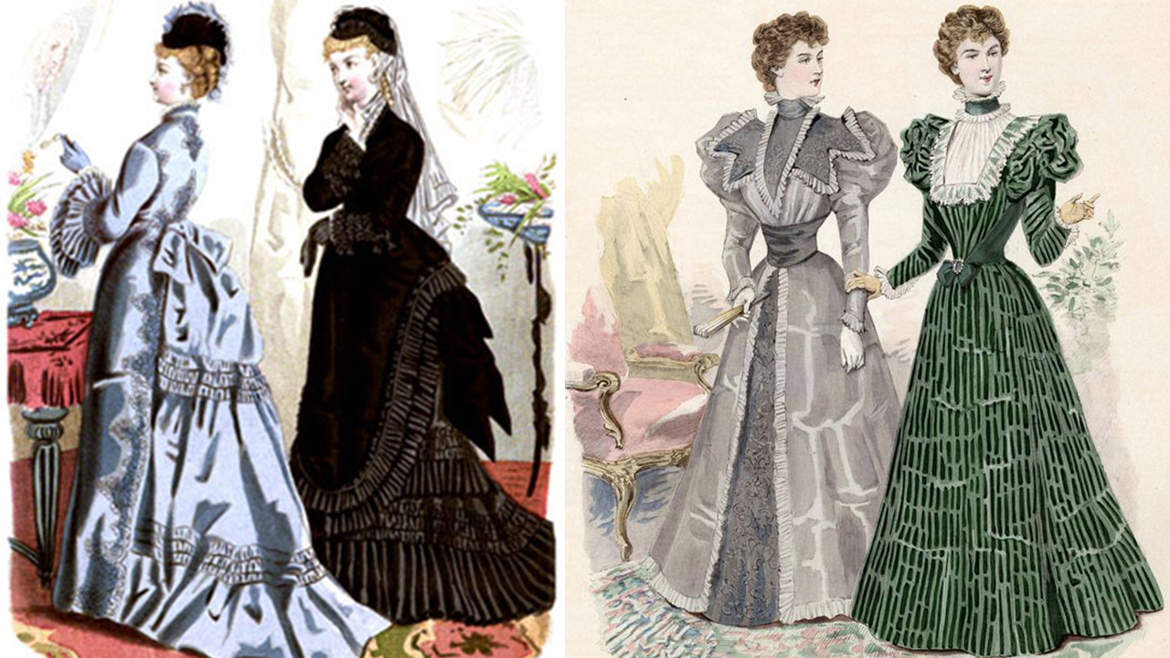 bustle dresses of the 1870s and the changes of the 1890s