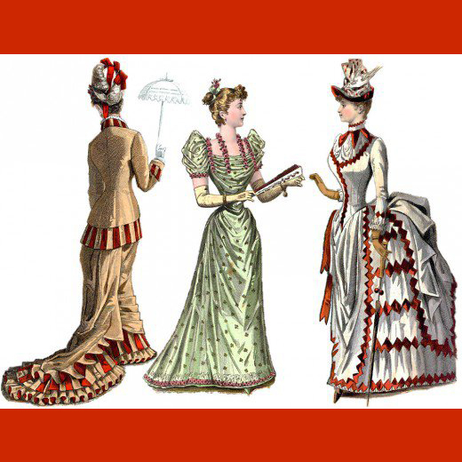 1880s bustle and train dresses