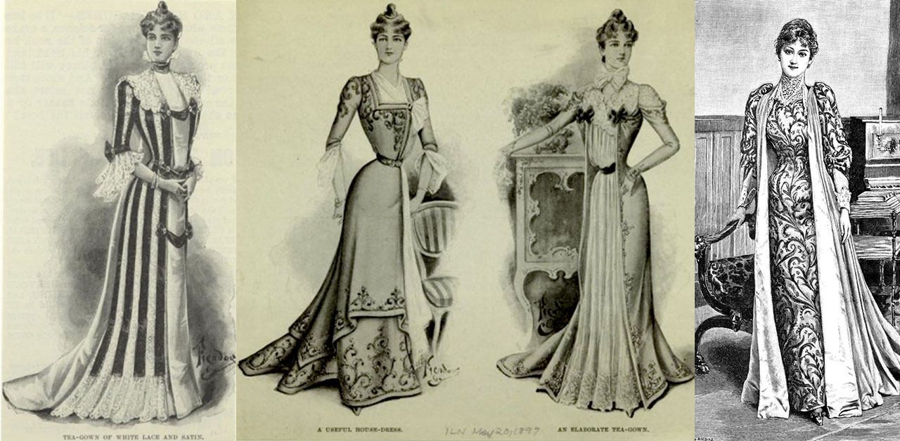 Tea gown 1890s From the Kobe Fashion Museum via Fashion Press   ファッションアイデア アフタヌーンドレス ビクトリア朝のファッション