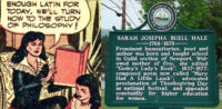 Sarah Josepha Hale cartoon about girls' education, historical marker