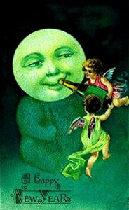 New Year Greetings 2017 caption contest - cherubs give champagne to the moon