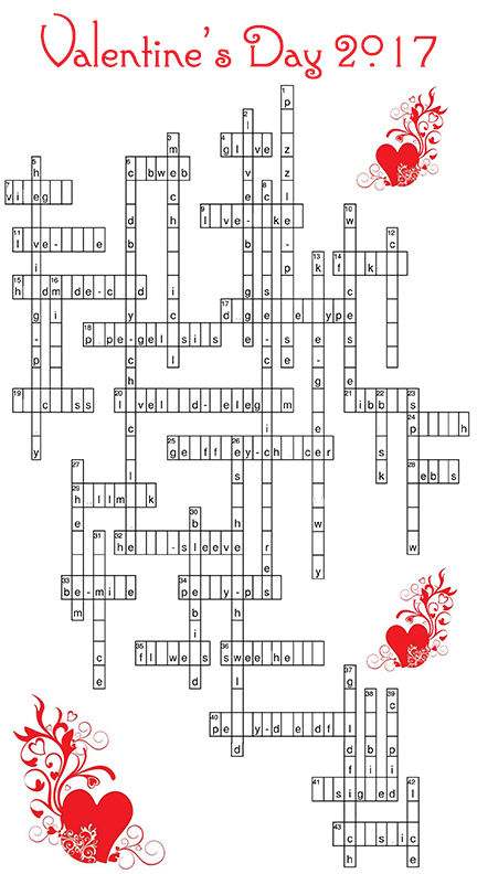Day six clues Valentine's Day 2017 Crossword game