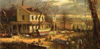 painting of covered wagon - Inn on the Roadside