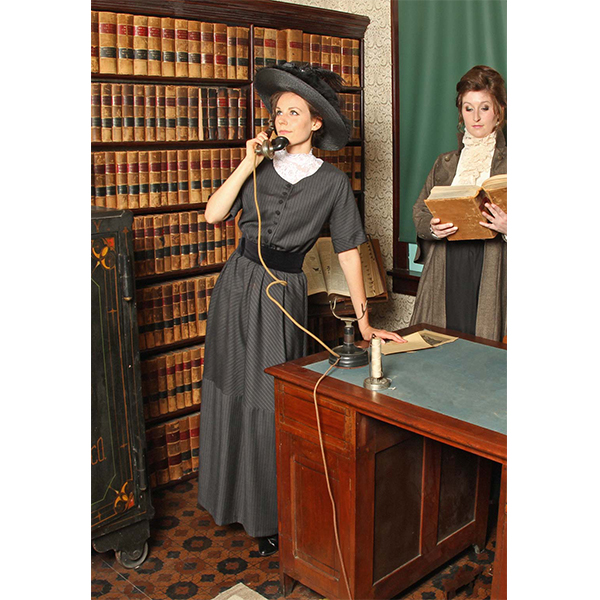 Agnes Charcoal Pinstripe Edwardian Dress