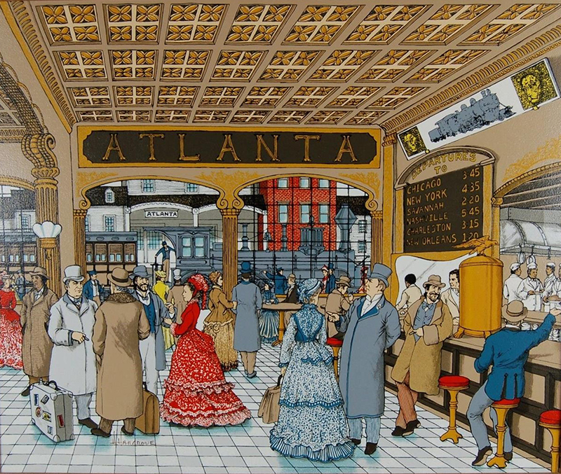 H. Hargorve  painting of the Atlanta train station