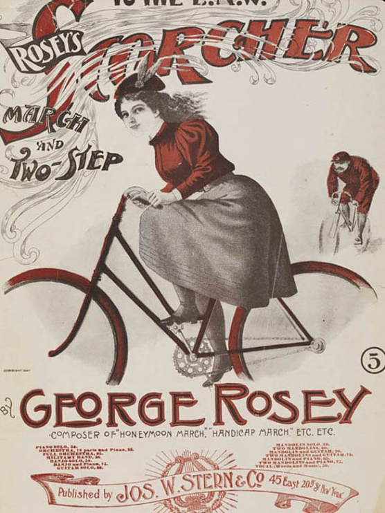 woman-riding-bicycle-front-of-sheet-music