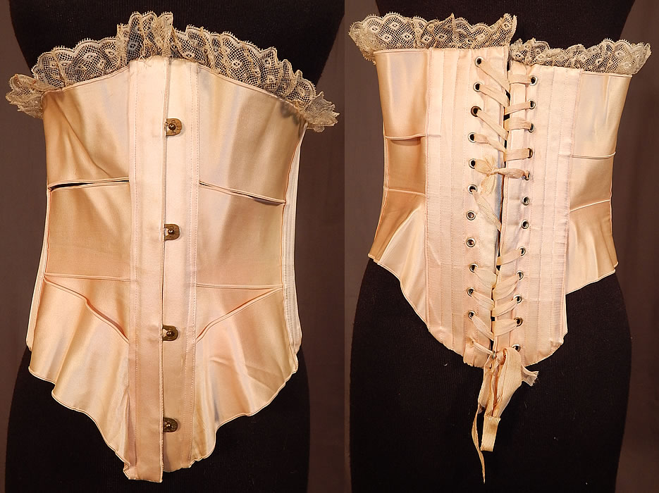 CORSET DISPLAY FORM 1890s WITH RIBBON CORSET VICTORIAN RARE WOOD BASE